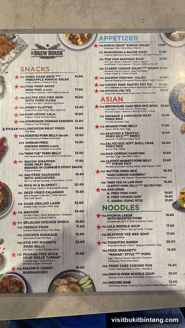 The Brew House Menu