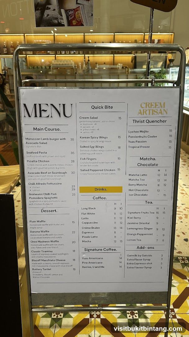 CREEM ARTISAN MENU