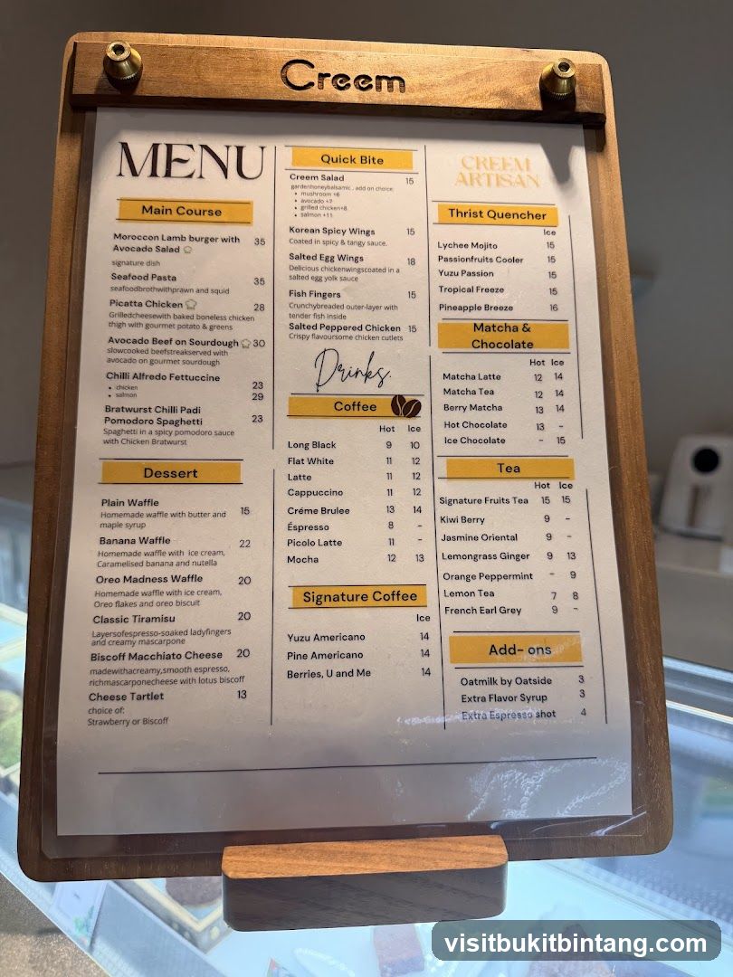 Creem Menu
