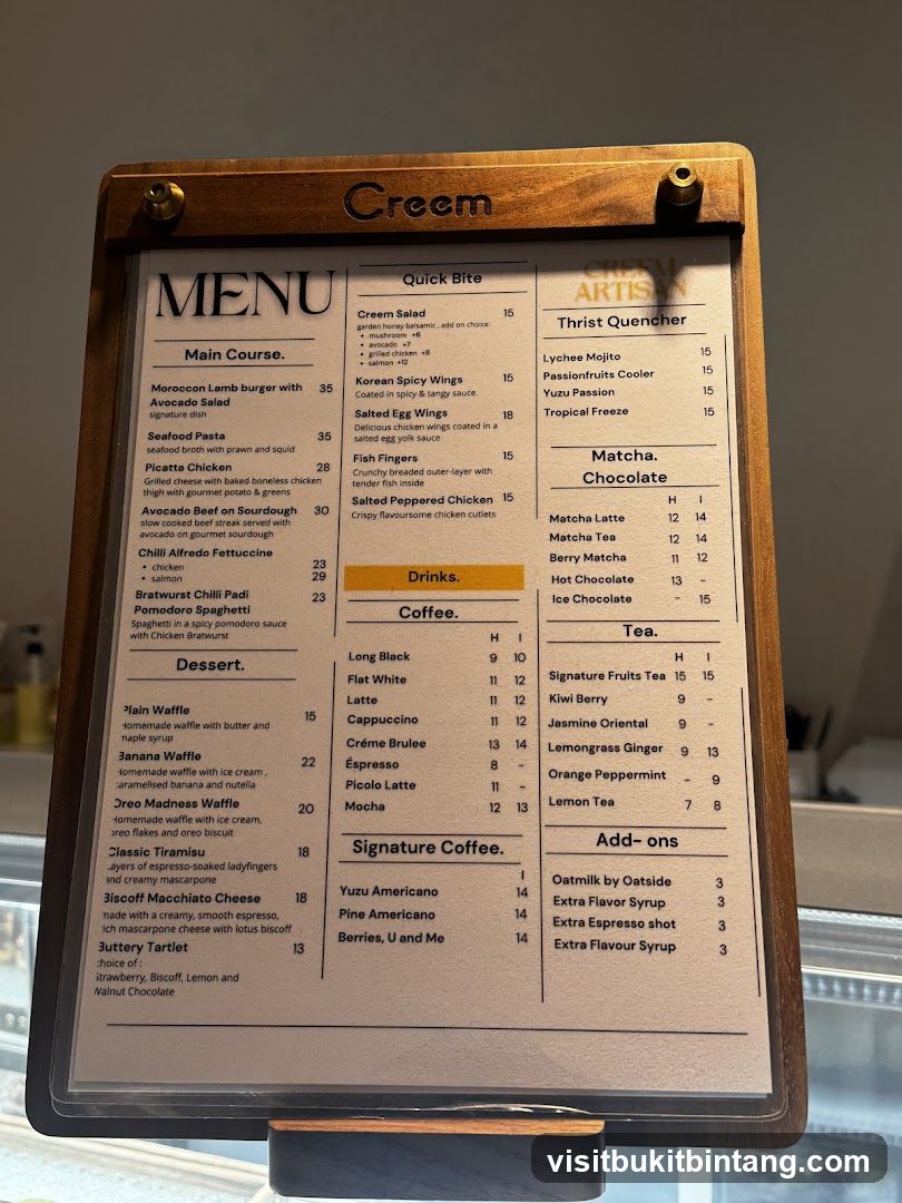 Creem Menu