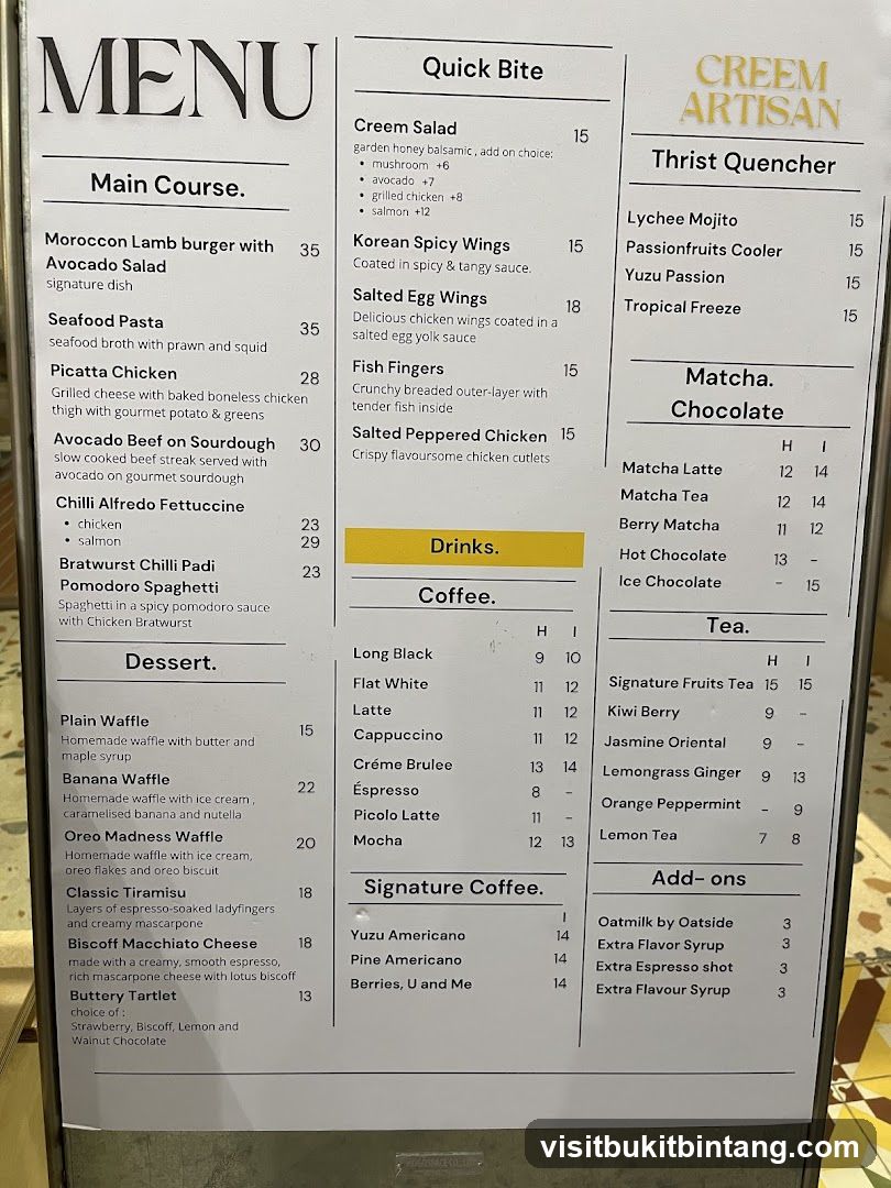 CREEM ARTISAN MENU