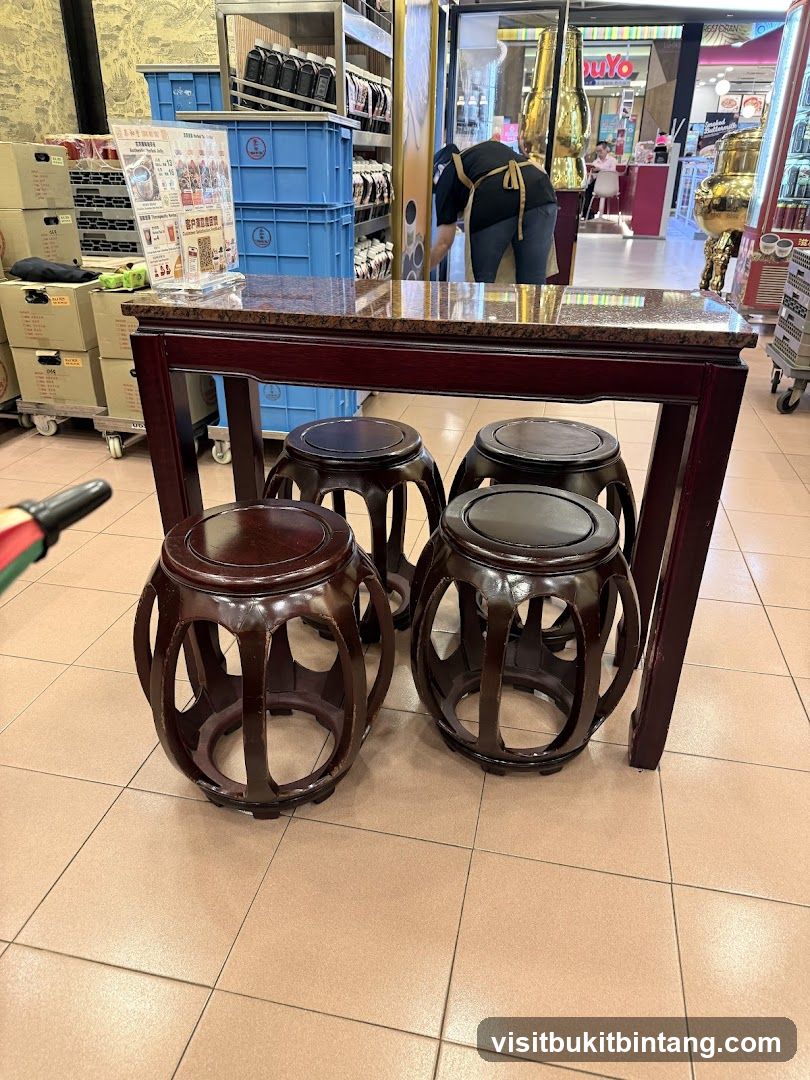 Table and Stools in a Store