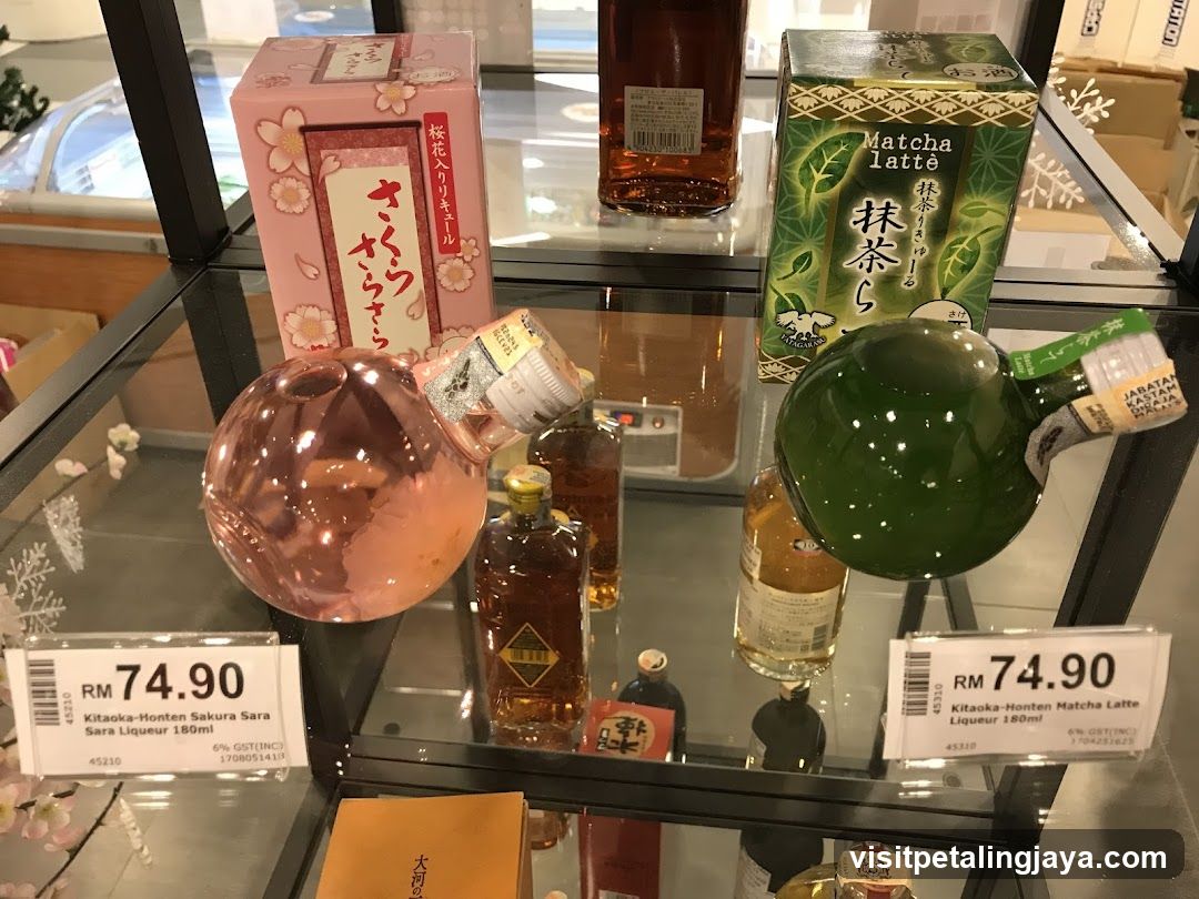 Sake and Matcha Latte Liquor Display