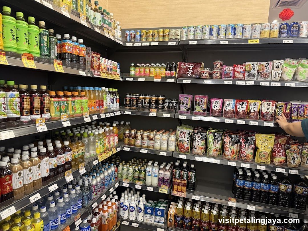 Aisle of beverages and snacks in a store
