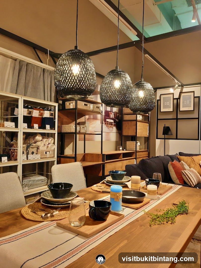 Dining Table Setting with Decorative Lighting