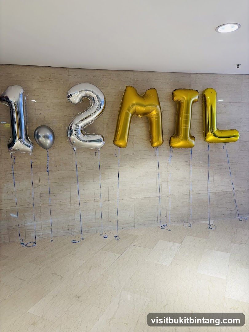 Balloons spelling 1.2 MIL
