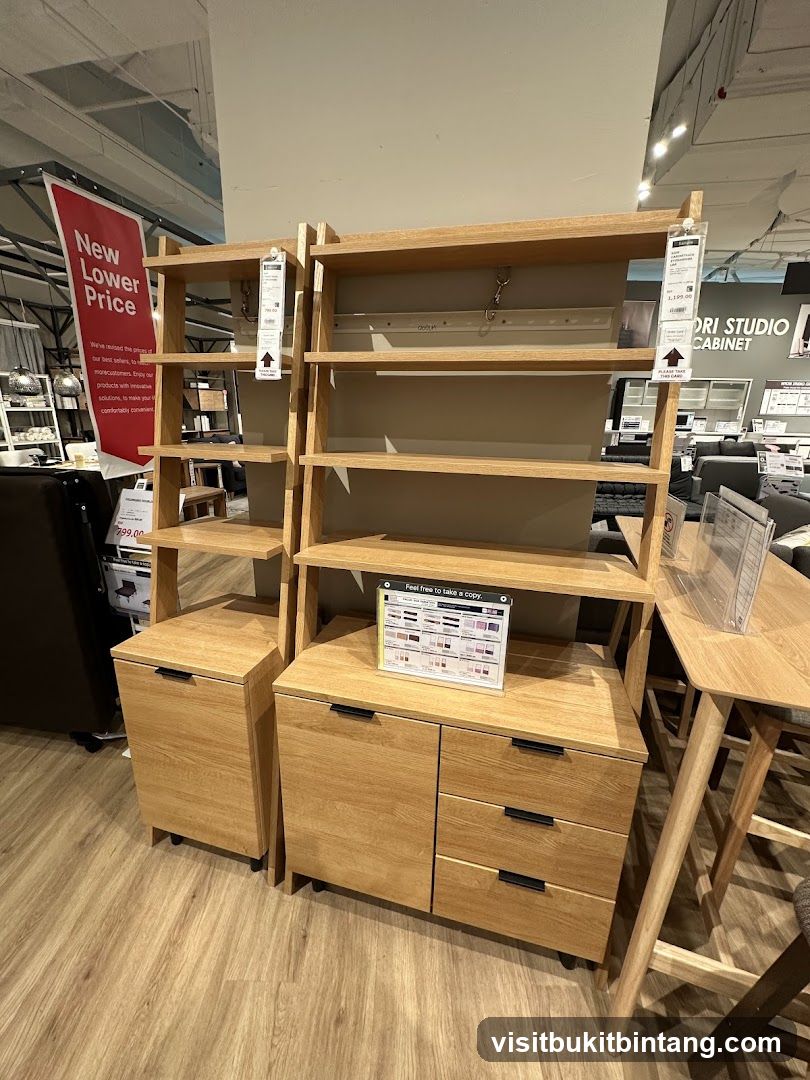 Wooden Shelving Unit with Storage Cabinets