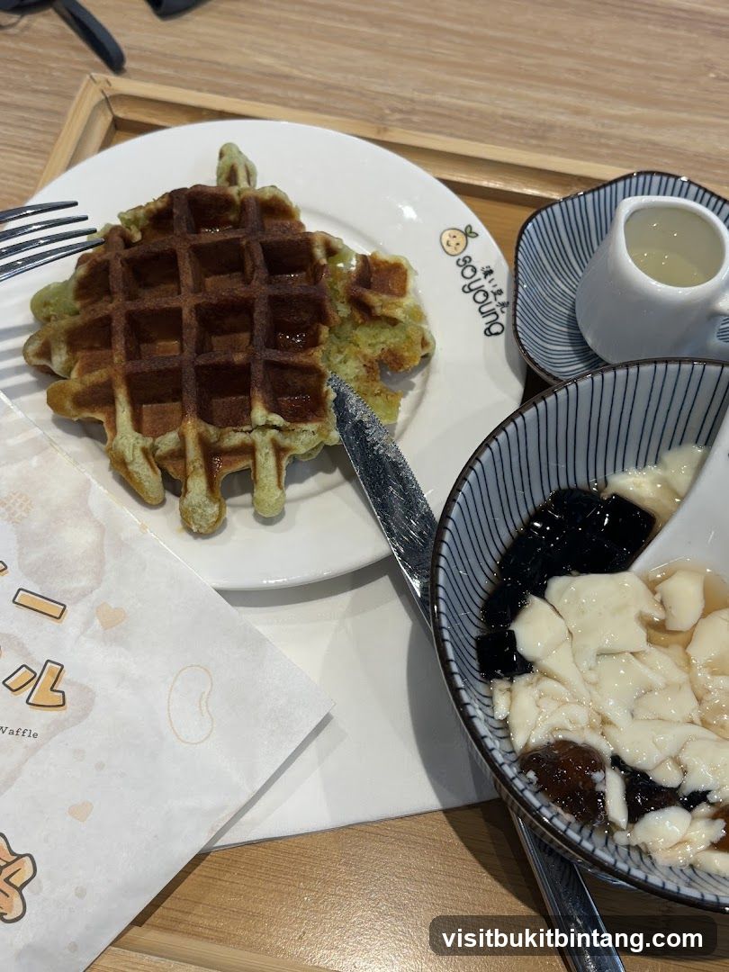 Matcha Waffle and Tofu Pudding