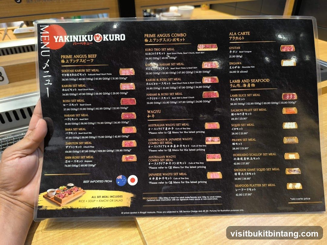 YAKINIKU KURO MENU
