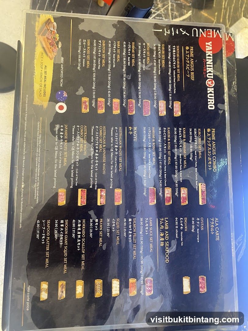 YAKINIKU KURO MENU