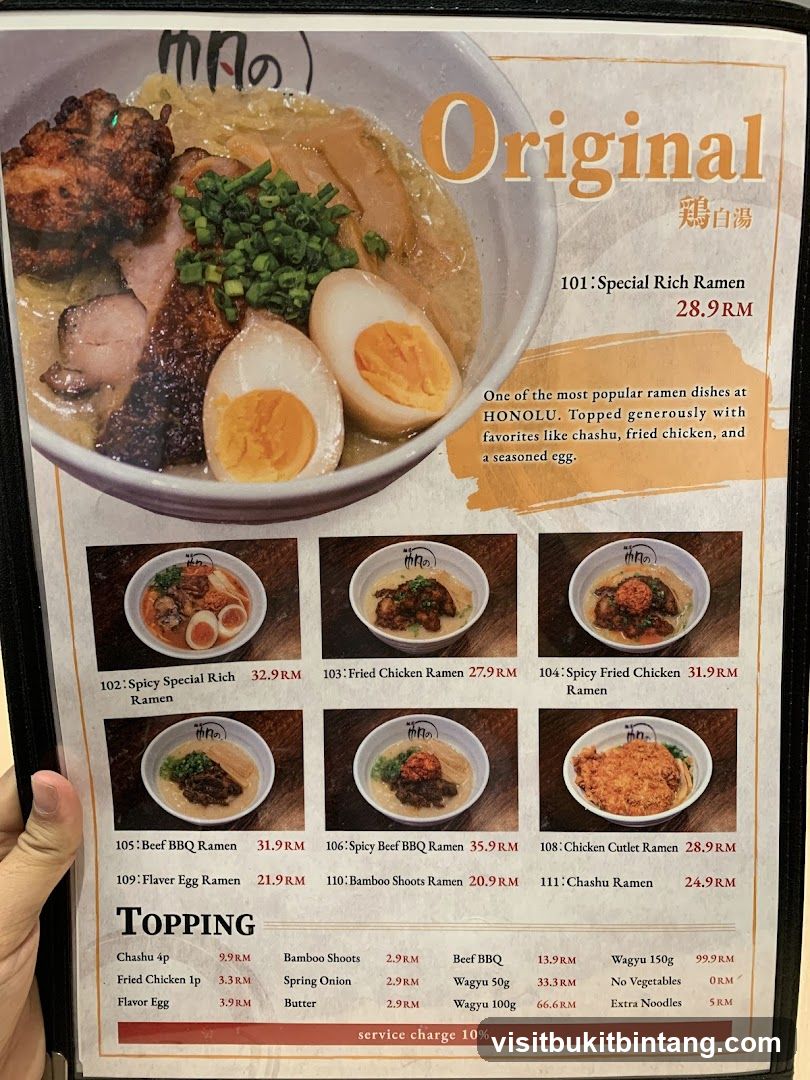 Original Ramen Menu