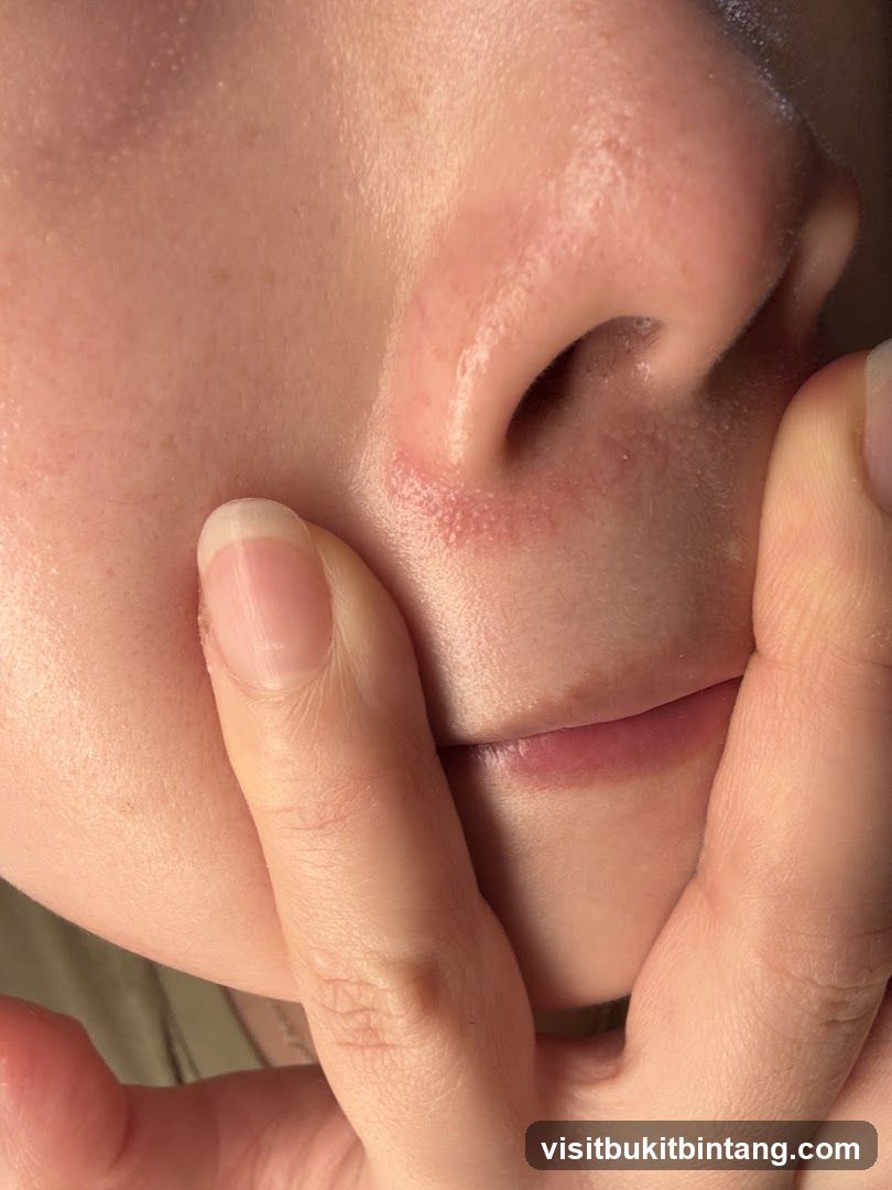Close-up of a person's nose and mouth area