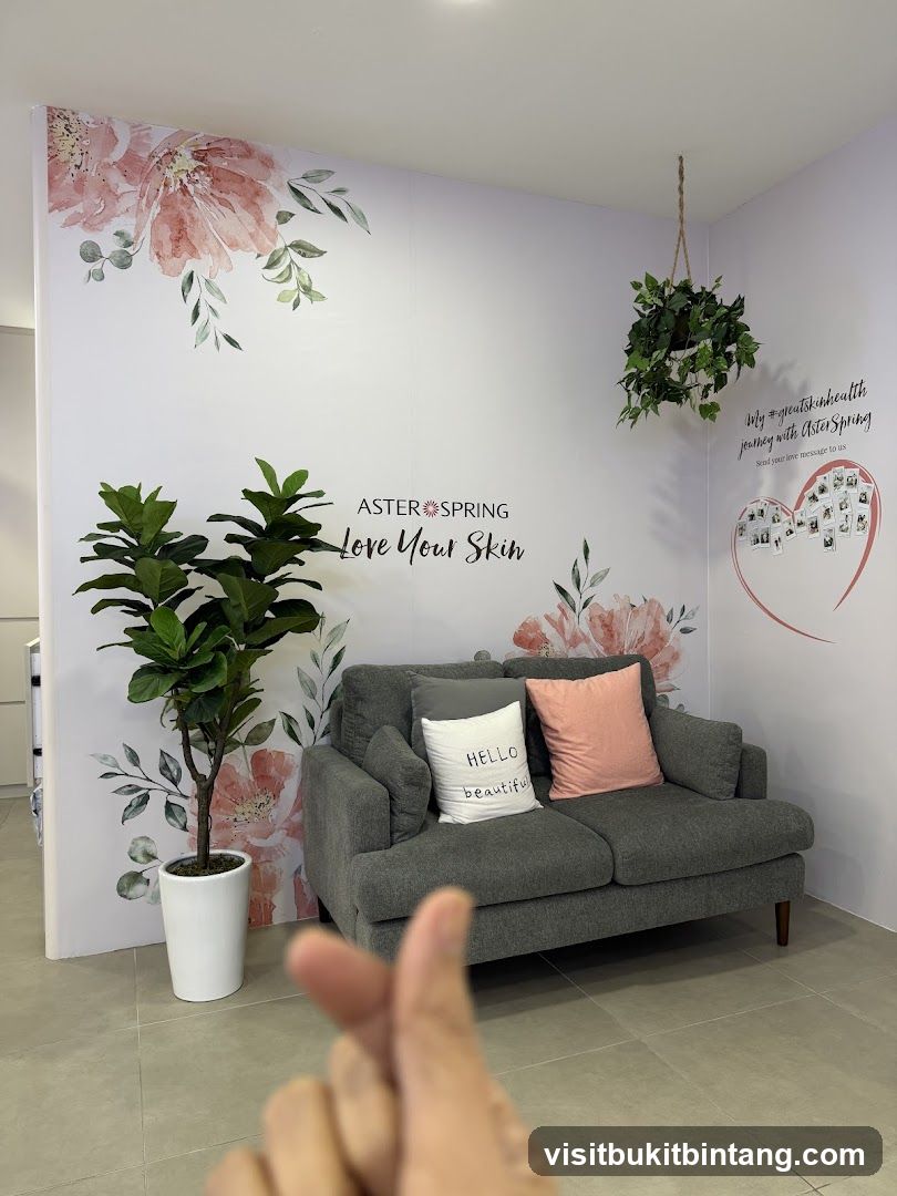 Waiting area with floral decor