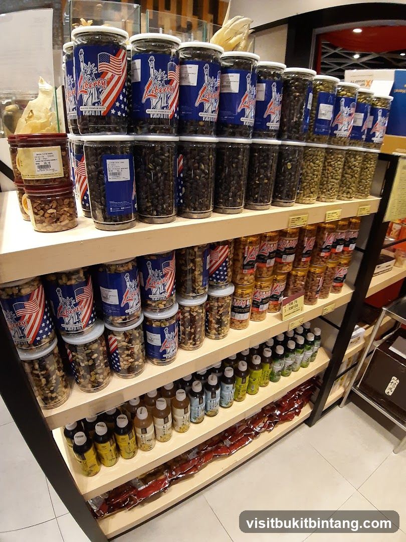 Shelves of Packaged Snacks and Drinks
