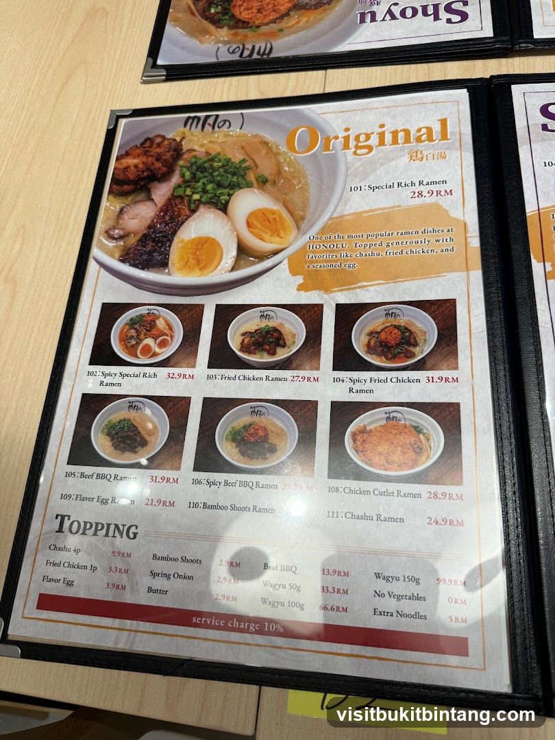Original Ramen Menu