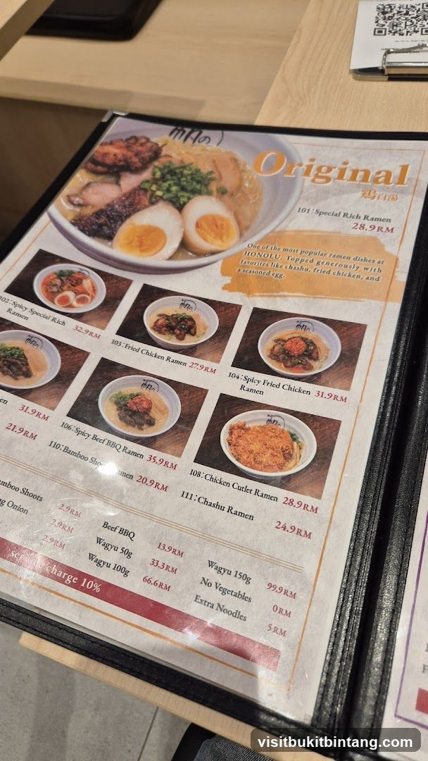 Original Ramen Menu