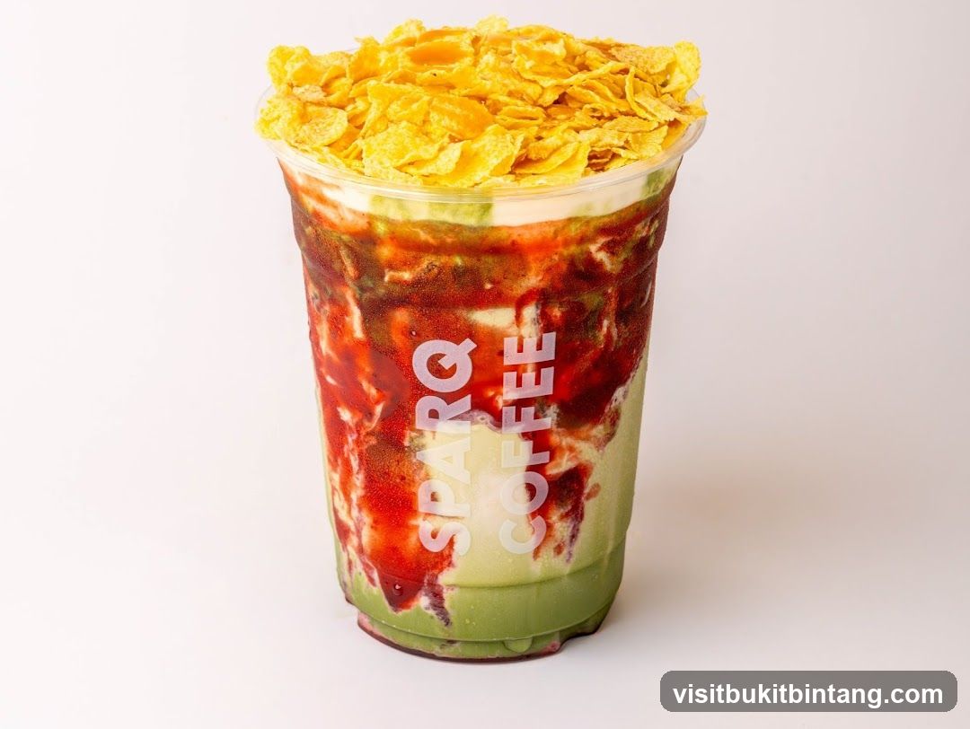Matcha Strawberry Drink with Cereal