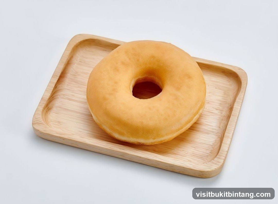 Plain Donut on Wooden Tray