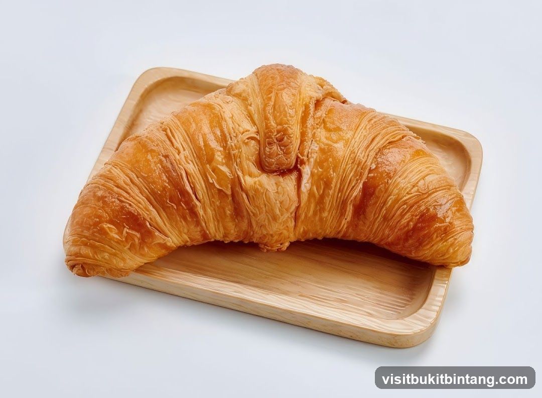 Croissant on a Wooden Tray