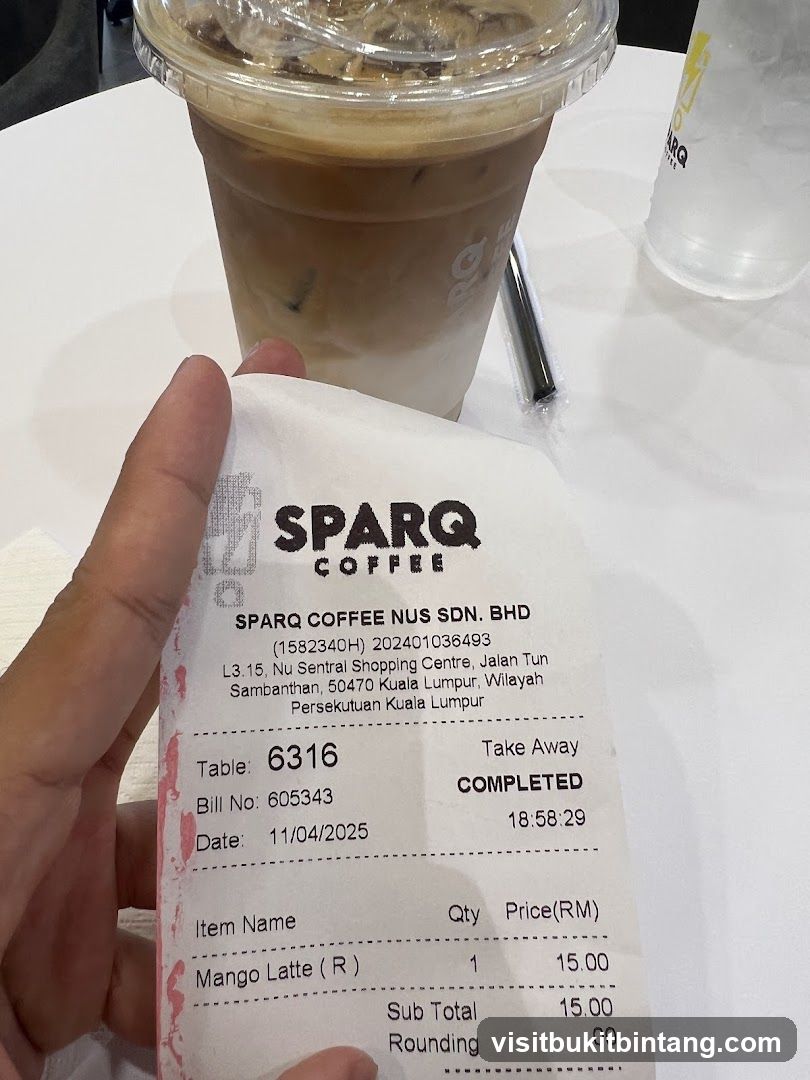 Sparq Coffee Receipt