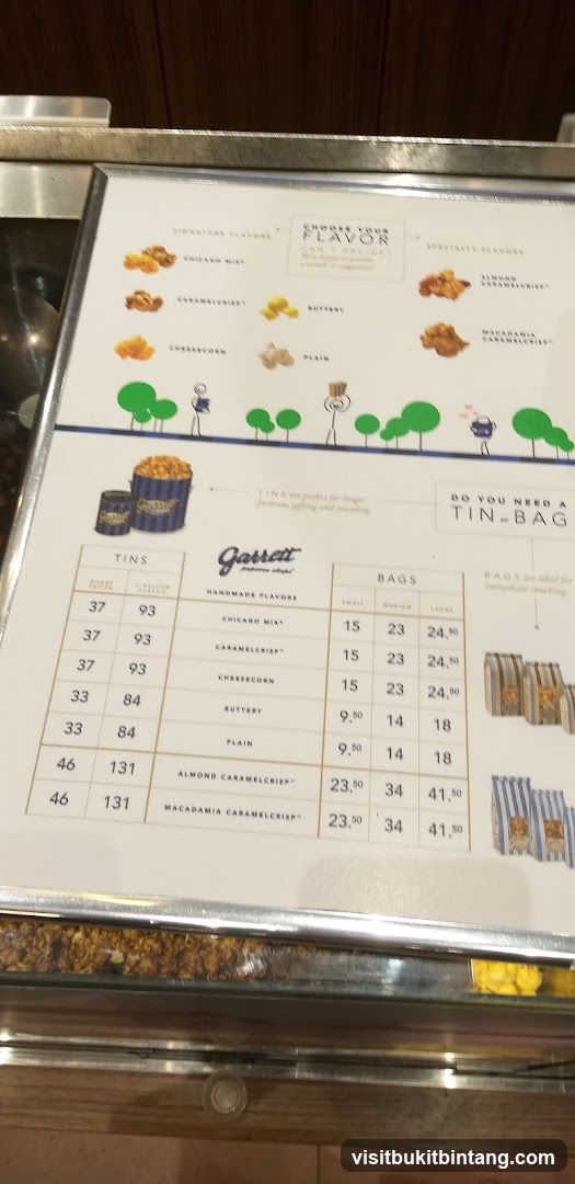 Garrett Popcorn Menu