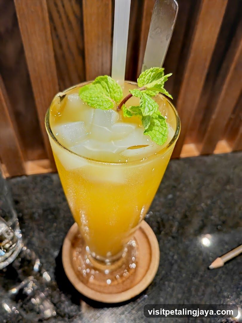 Mint Lemonade with Ice and Straw