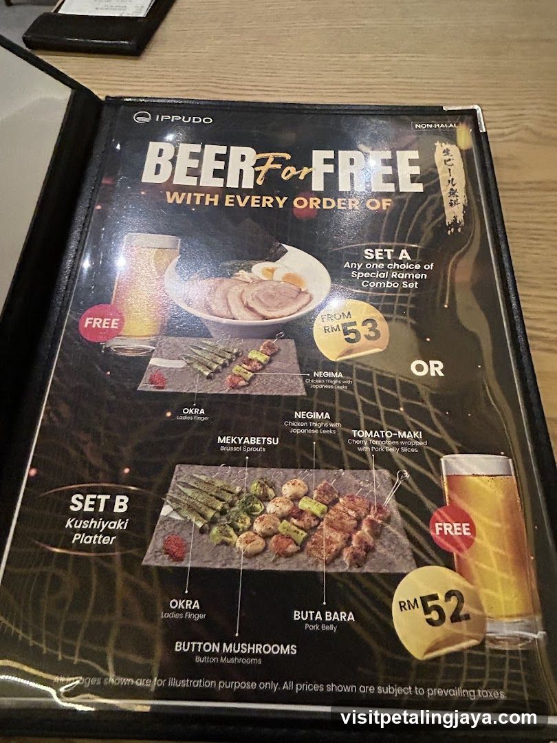Ippudo Beer Promotion Menu