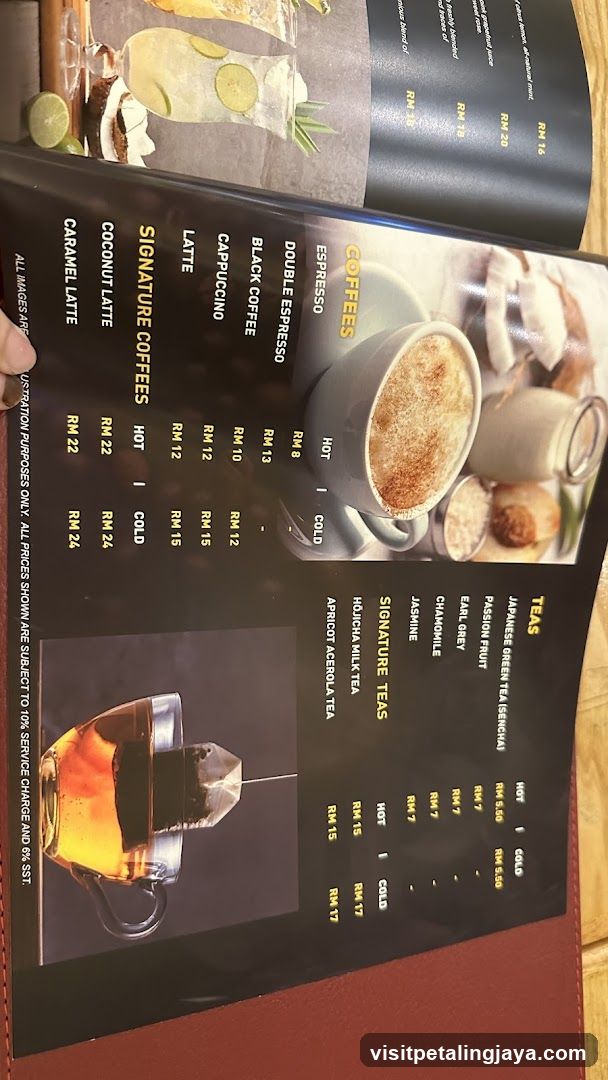 Coffee and Tea Menu Page