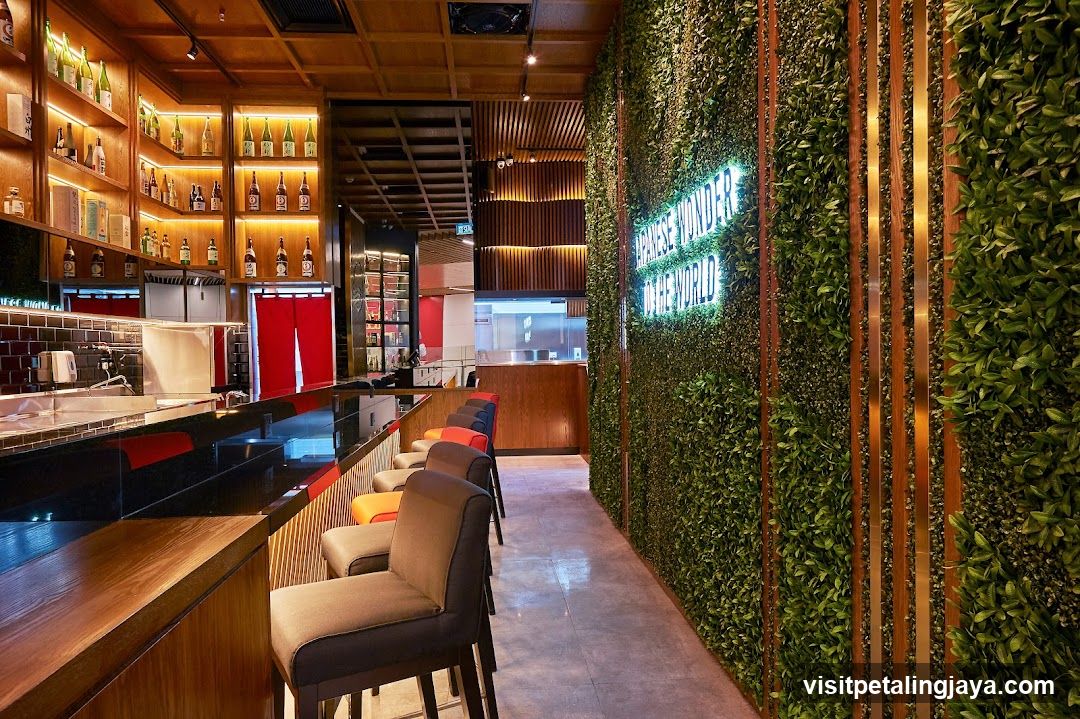 Modern Bar Interior with Green Wall