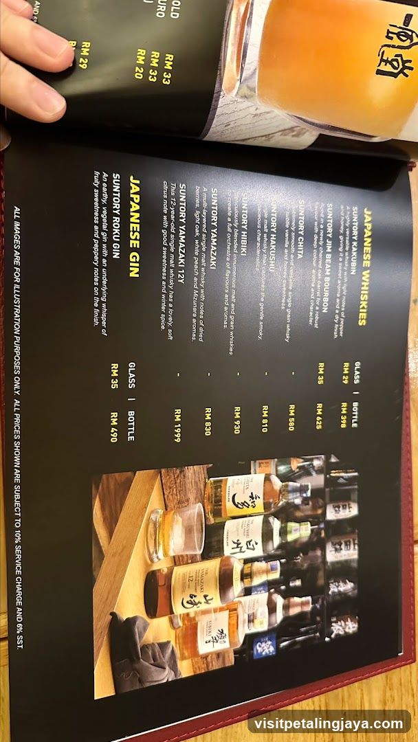 Japanese Whiskies & Gin Menu