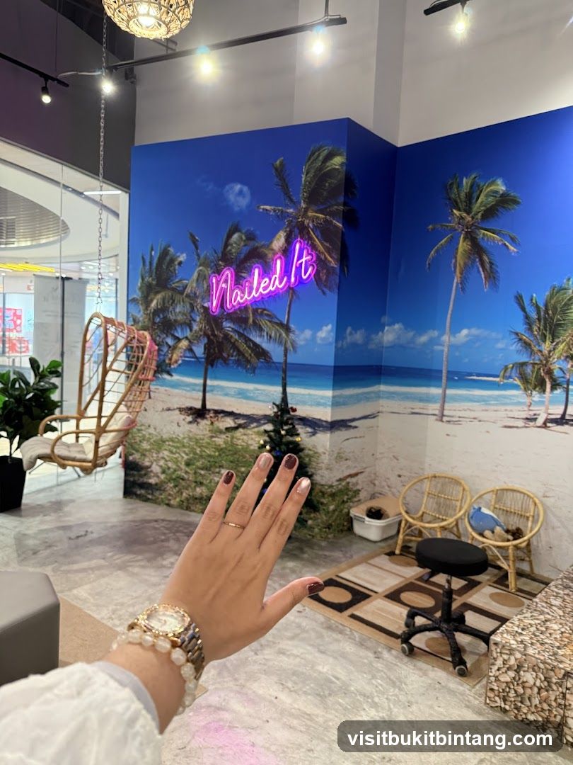 Nail Salon Interior with Tropical Mural