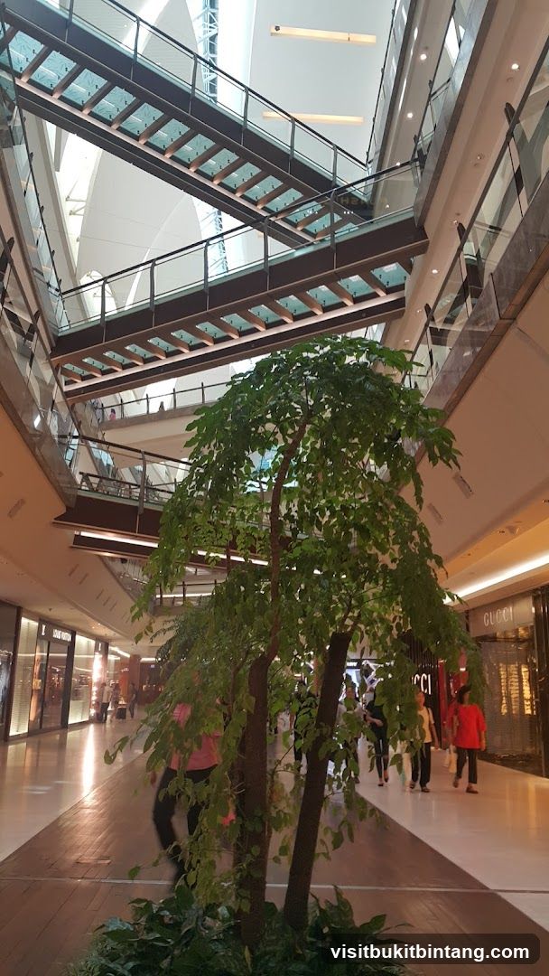 Indoor Shopping Mall with Bridges and Trees