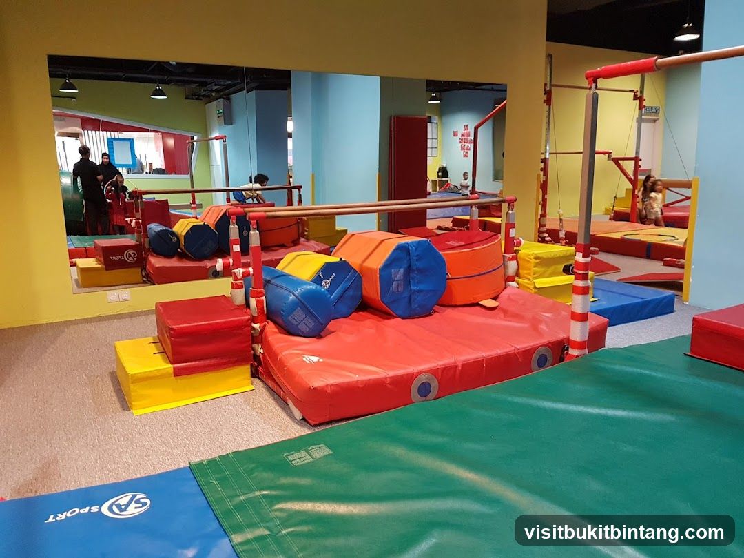 Gymnastics equipment in a children's gym