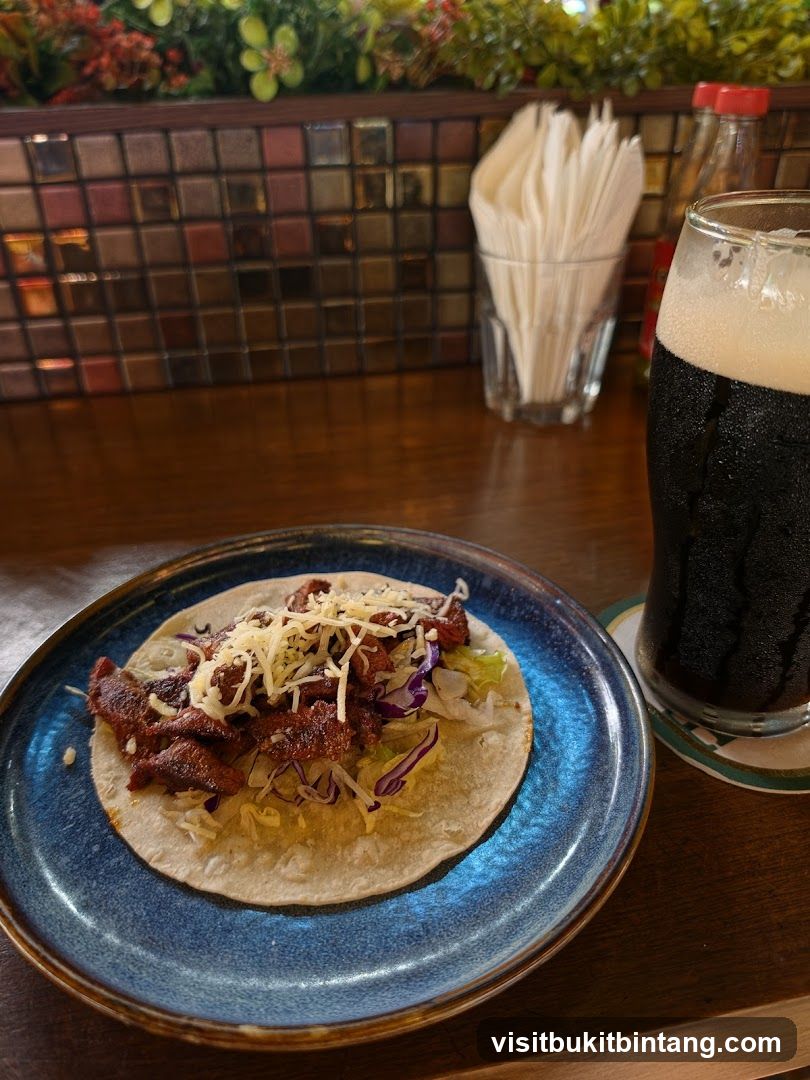 Taco and Dark Beer