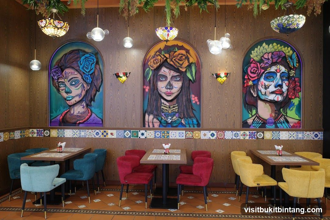 Restaurant Interior with Dia de los Muertos Artwork