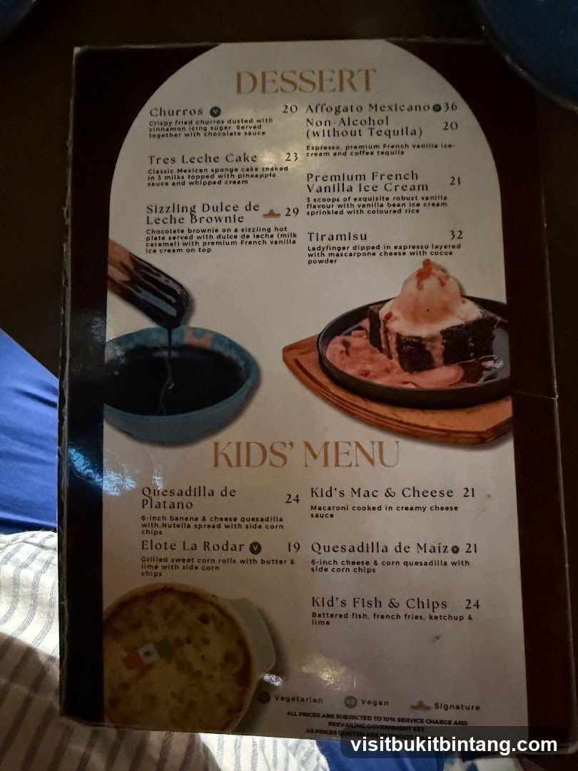 Dessert and Kids' Menu