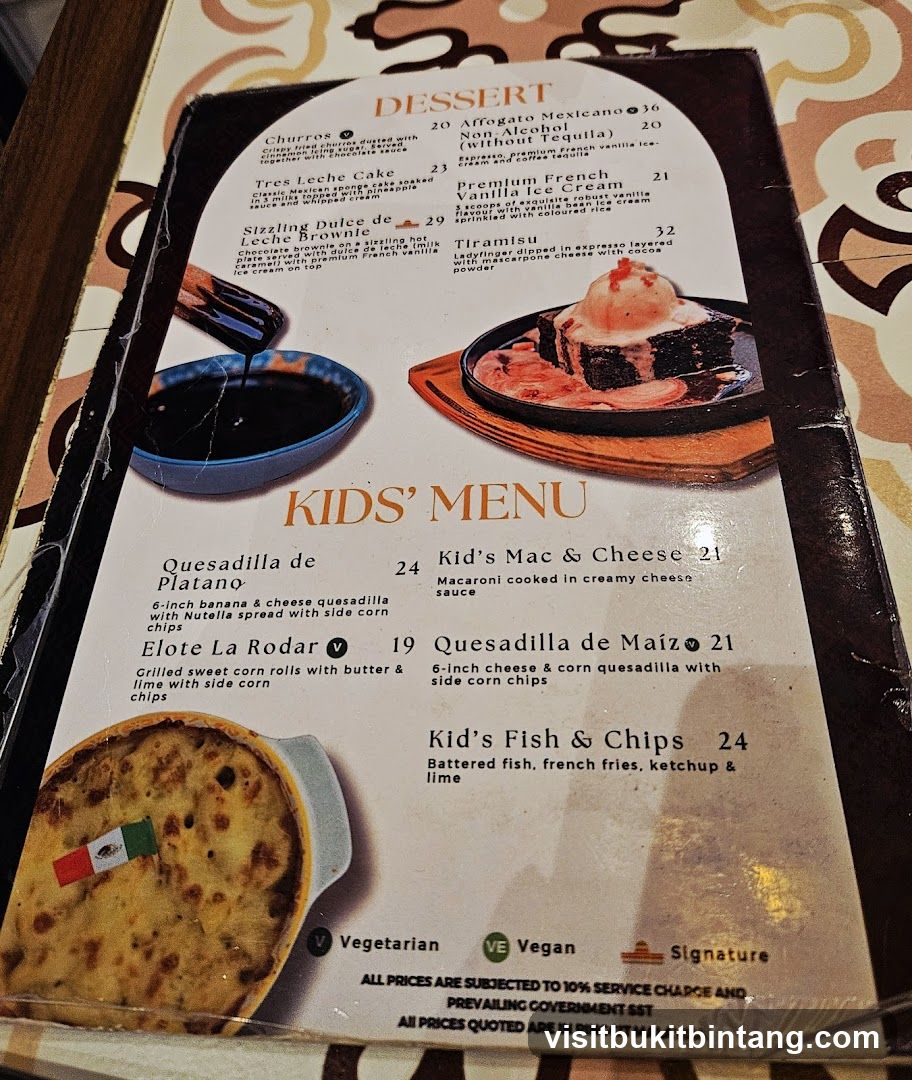 Dessert and Kids' Menu