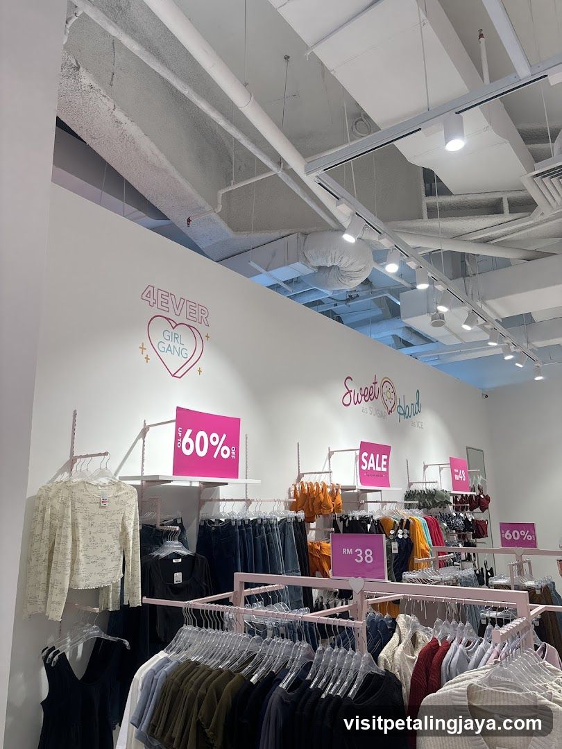 Clothing Store Interior with Sale Signs