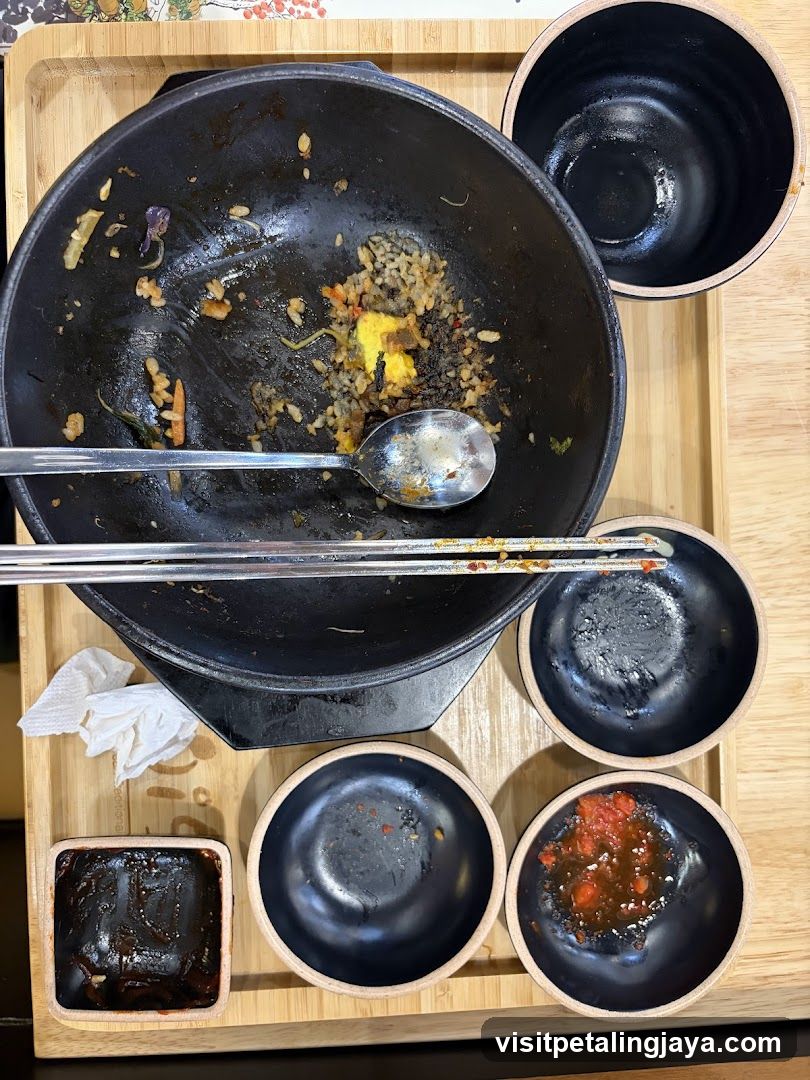 Empty Korean Hot Pot Bowl with Side Dishes