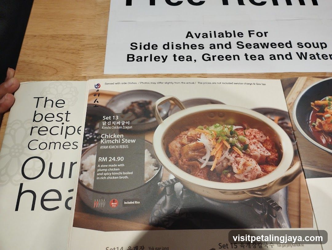 Korean Restaurant Menu Display