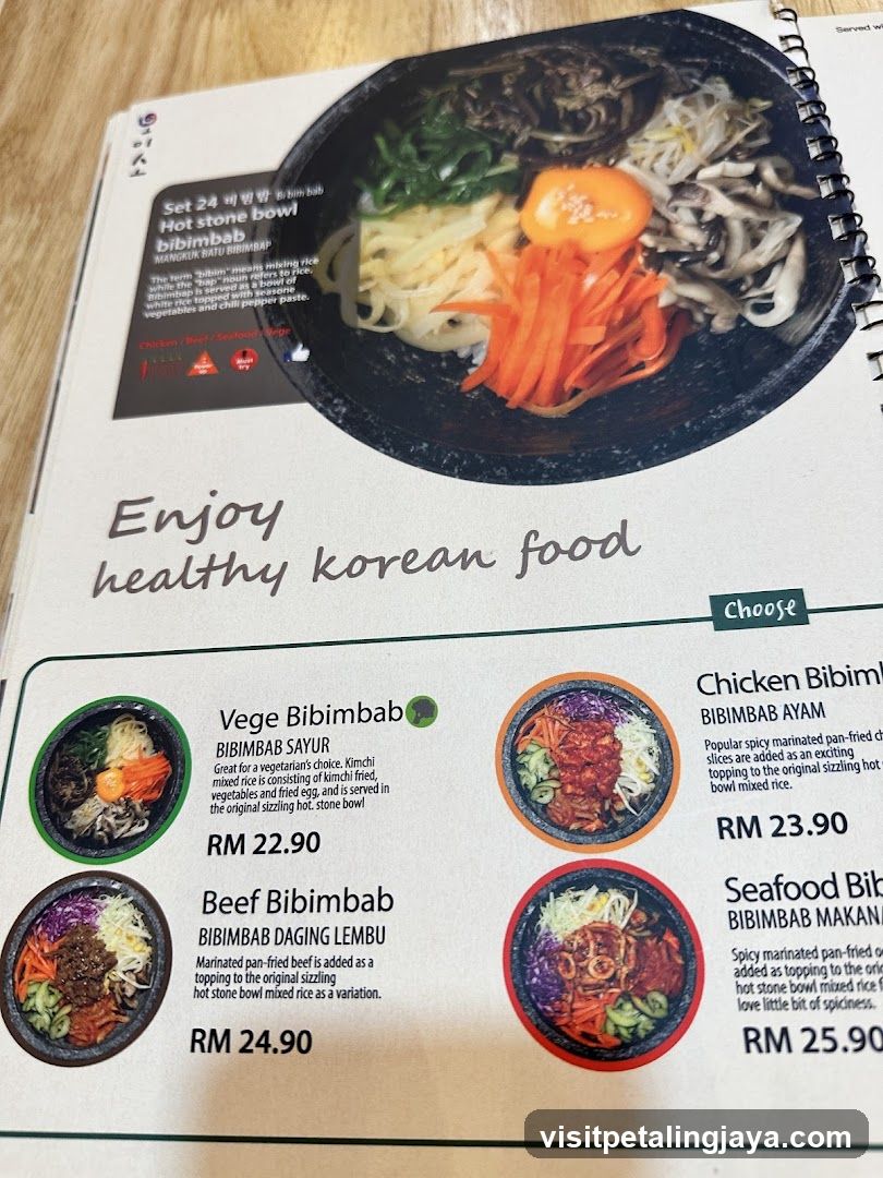 Korean Food Menu Page