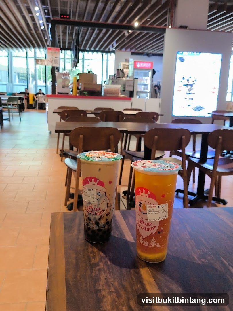 Two bubble tea drinks on a table