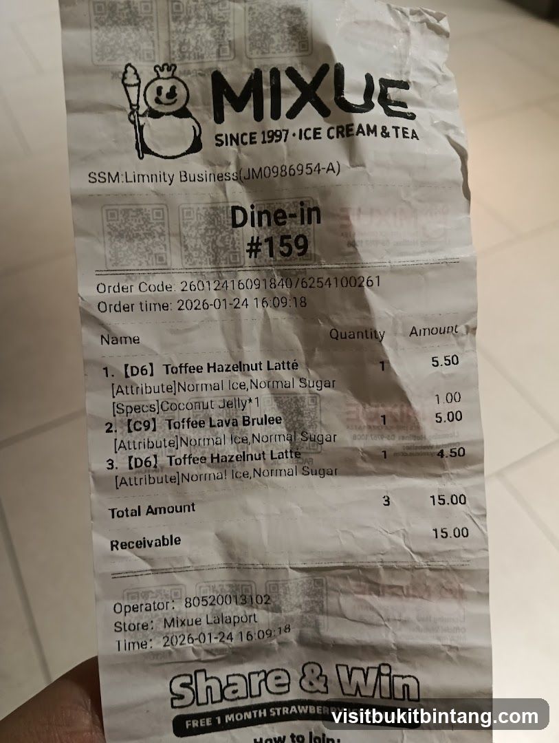 Mixue Receipt