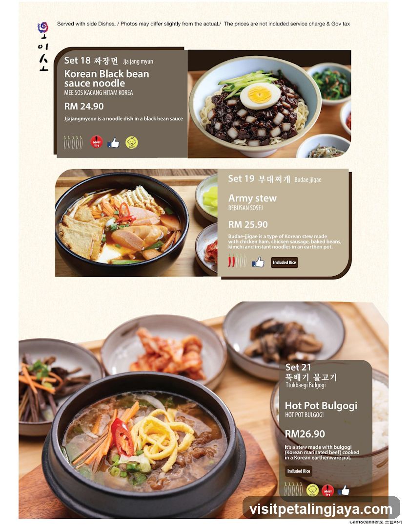 Korean Food Menu Display