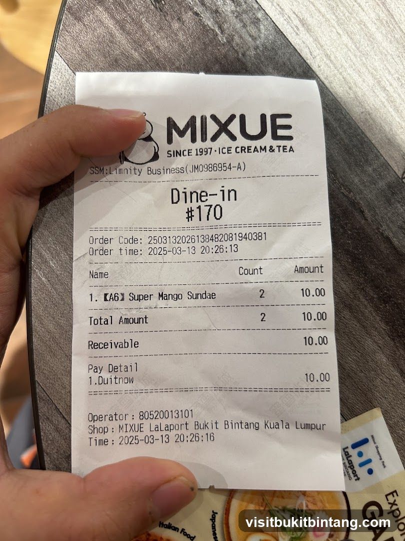Mixue Receipt