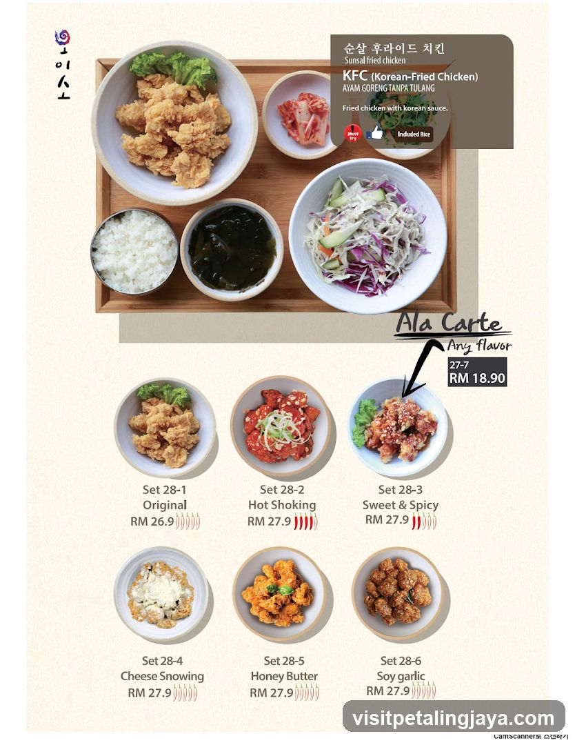 Korean Fried Chicken Menu