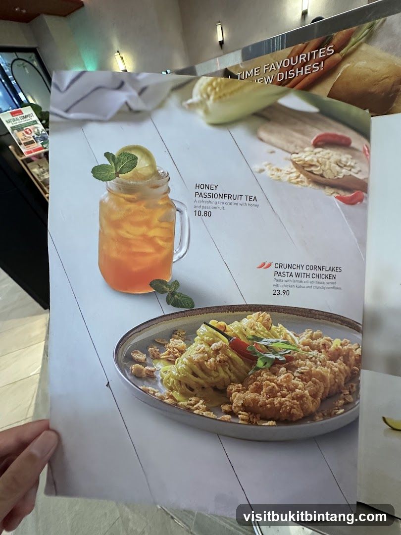 Menu with Food and Drink Items