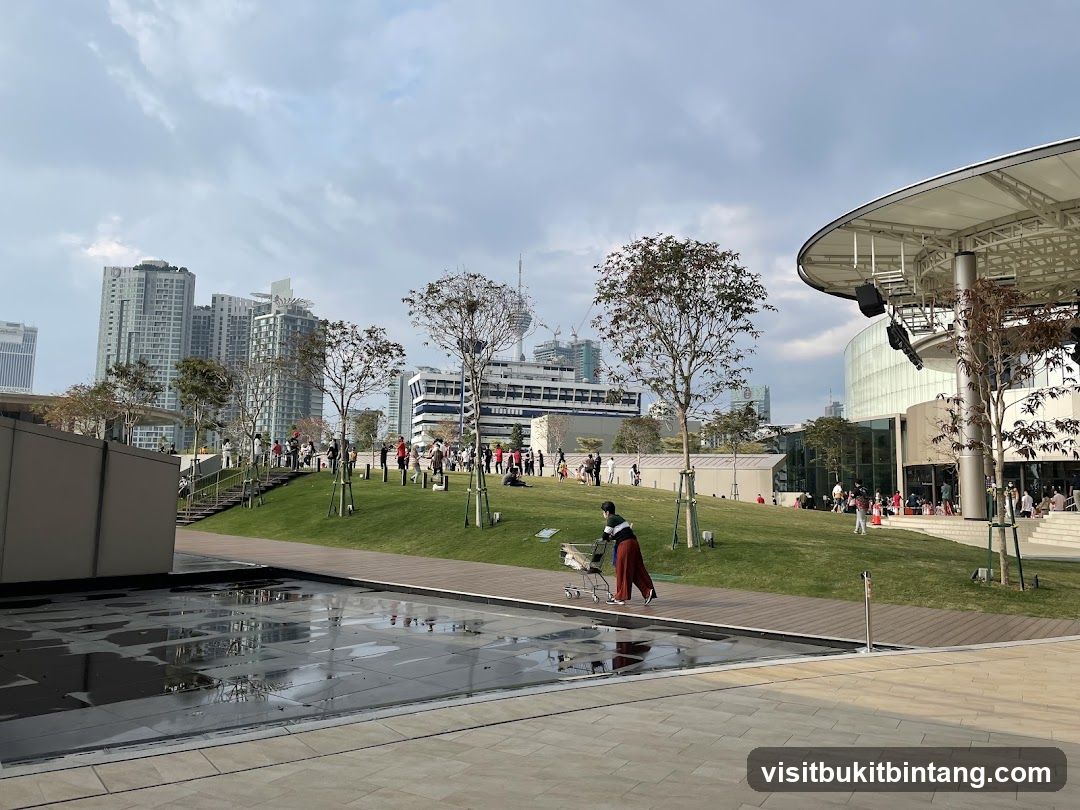 Outdoor gathering space with modern architecture