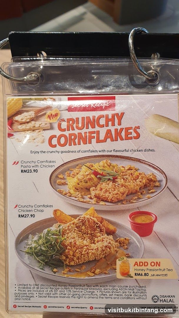 Secret Recipe Crunchy Cornflakes Menu