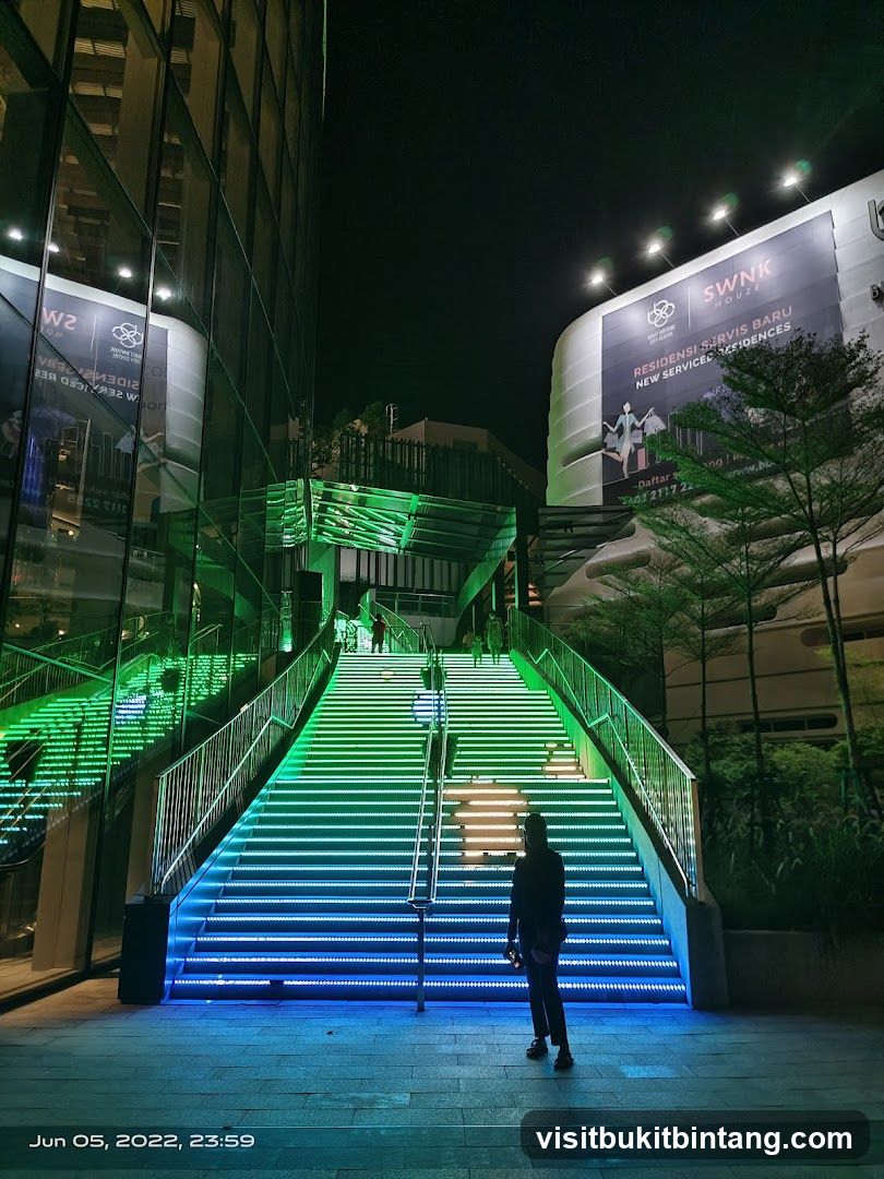 Illuminated Staircase at Night